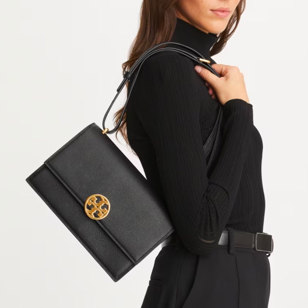 Authentic TORY BURCH Leather Double T magnetic flap shoulder/Crosby convertible - Picture 6 of 16